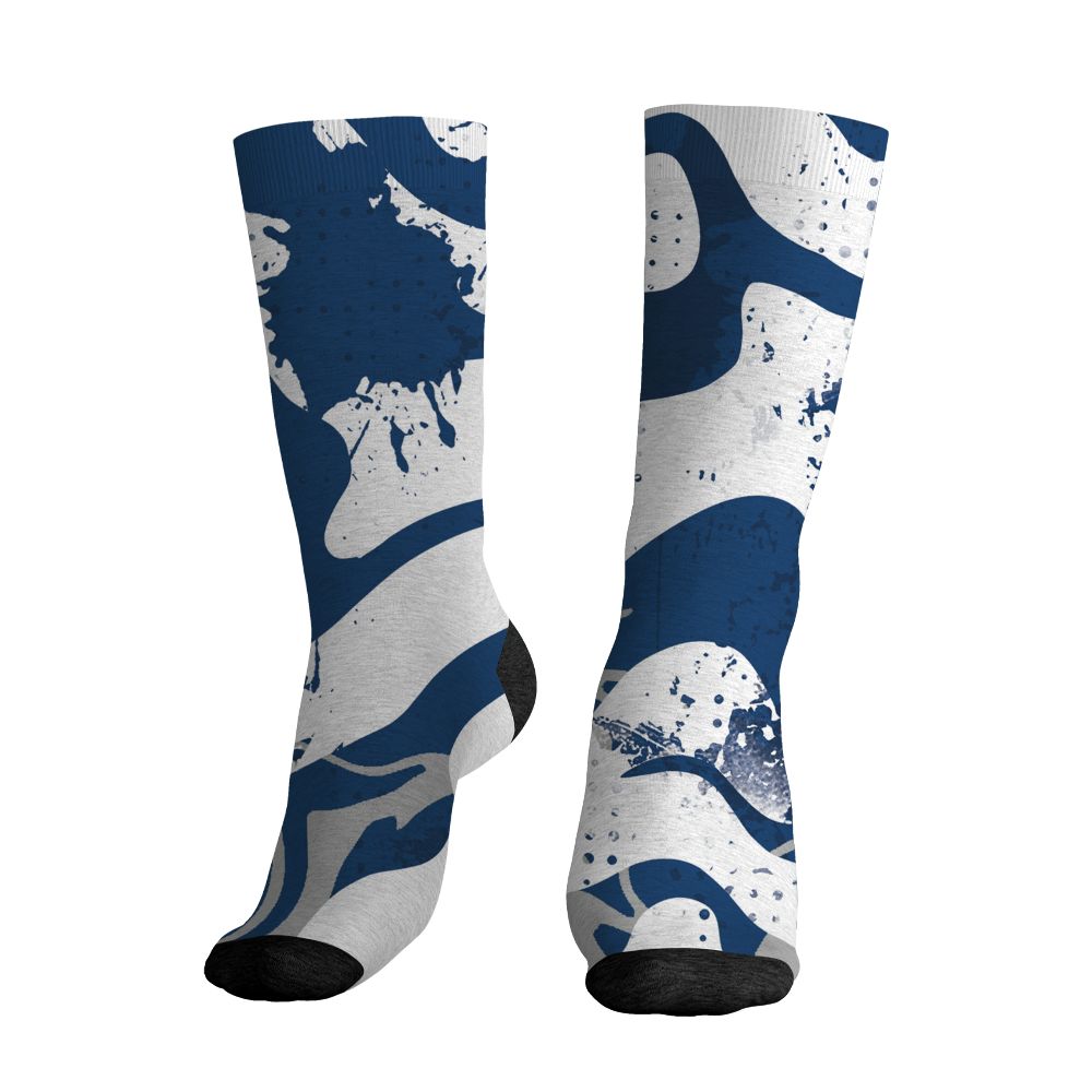 AJ 12 French Blue.NastyJamz Socks Match.Pattern Be Happy 3D