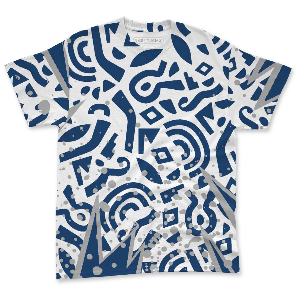 French-Blue-12s-NastyJamz-T-Shirt-Match-Pattern-Geometric-All-Over-Print