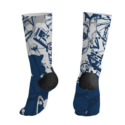 AJ 12 French Blue.NastyJamz Socks Match.Pattern Dna Graffiti 3D
