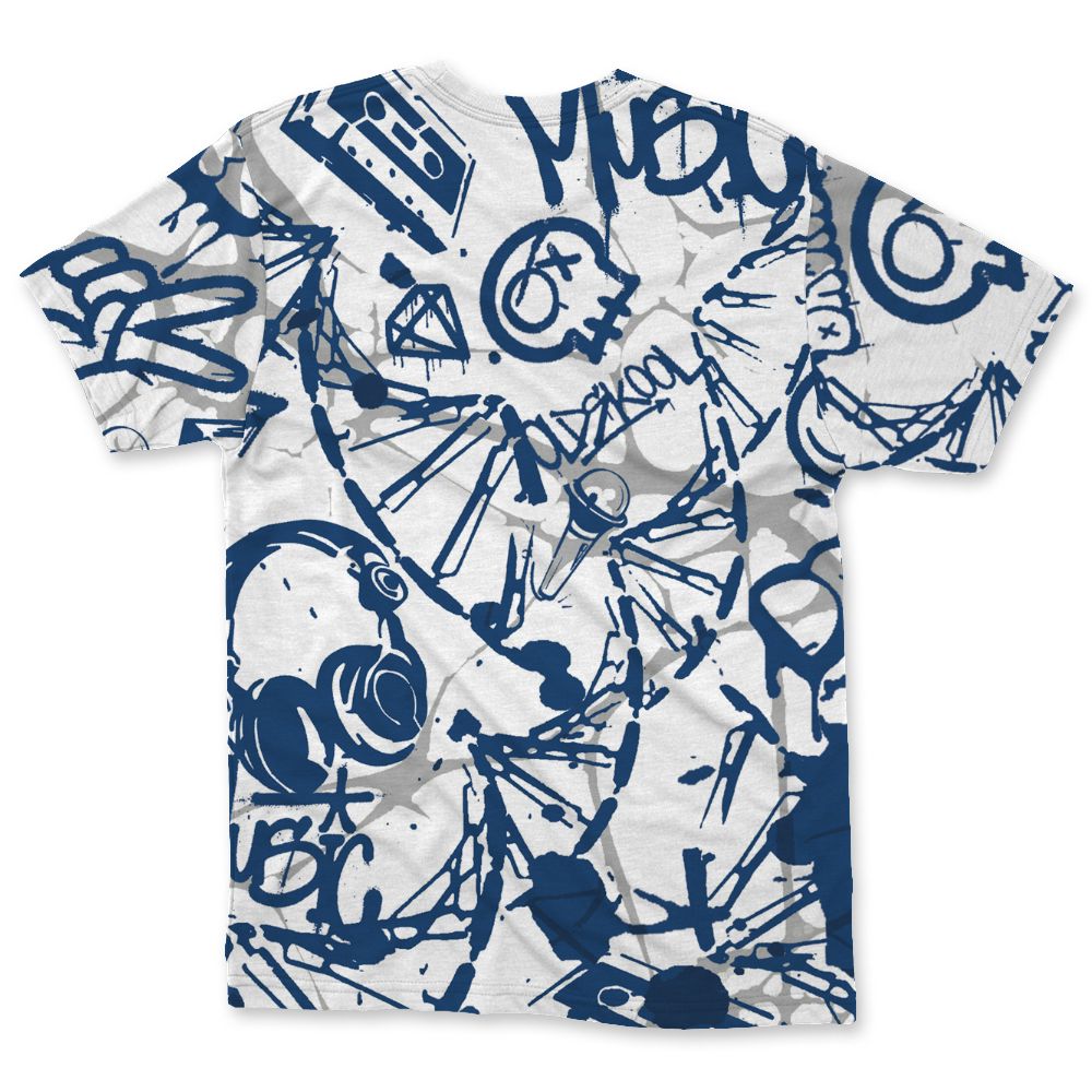 French-Blue-12s-NastyJamz-T-Shirt-Match-Pattern-Dna-Graffiti-All-Over-Print