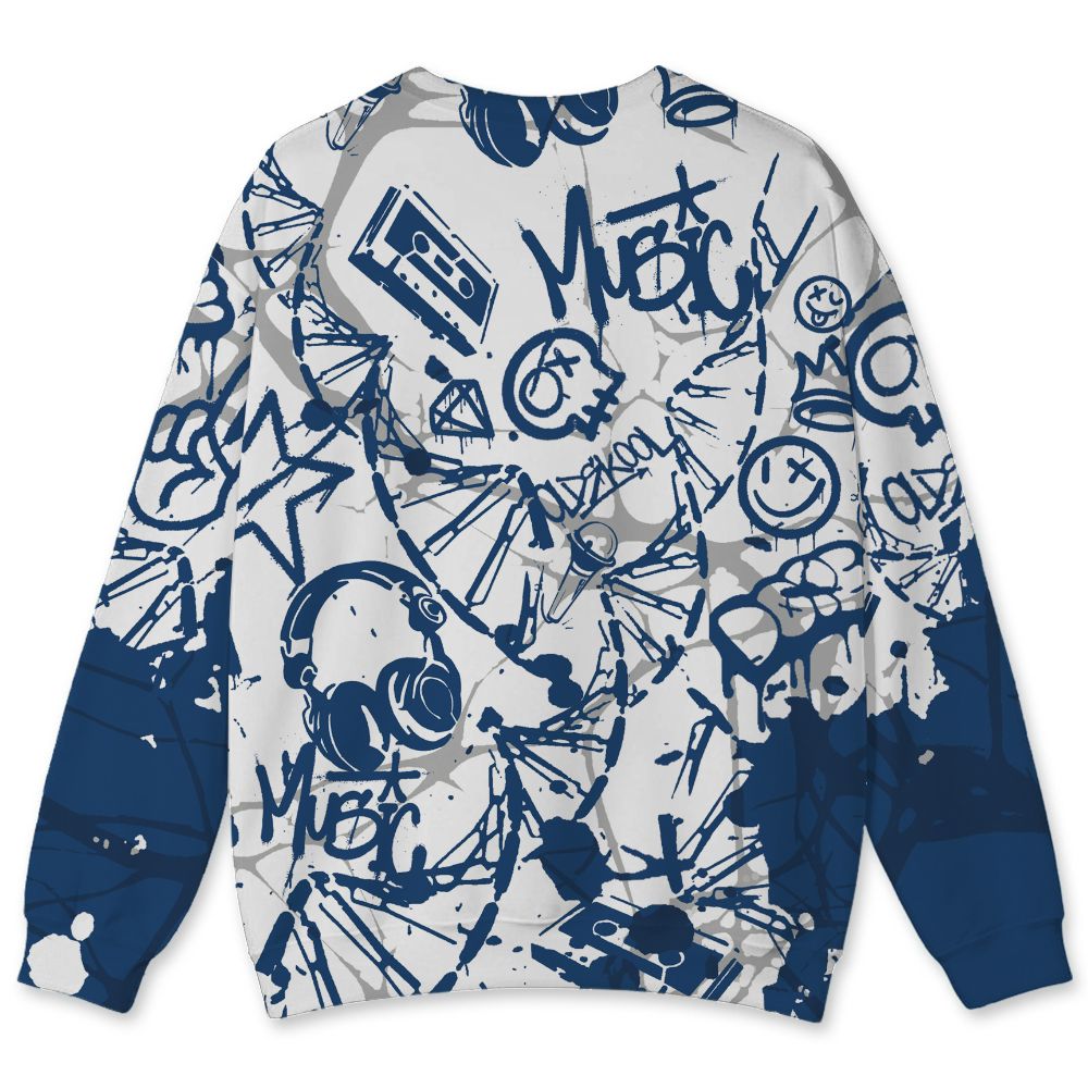 French-Blue-12s-NastyJamz-Sweatshirt-Match-Pattern-Dna-Graffiti-All-Over-Print