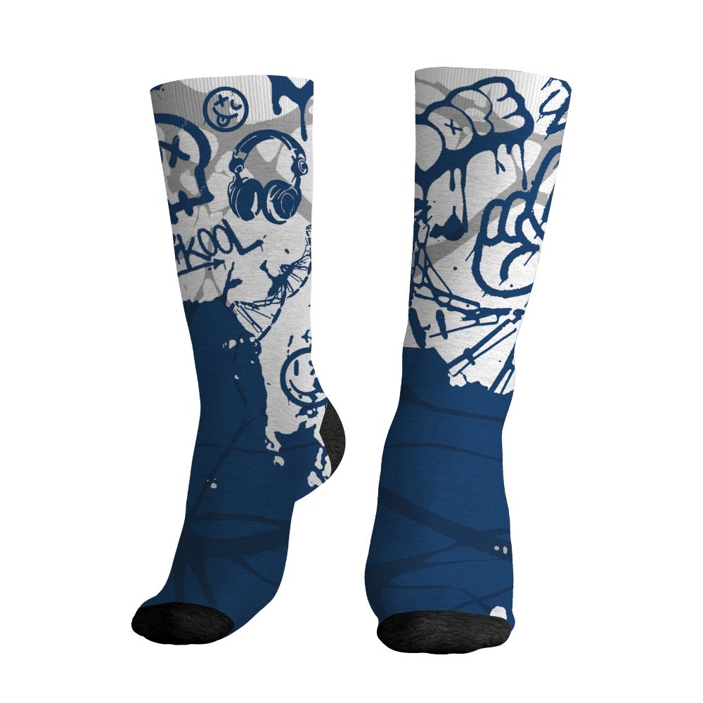 AJ 12 French Blue.NastyJamz Socks Match.Pattern Dna Graffiti 3D
