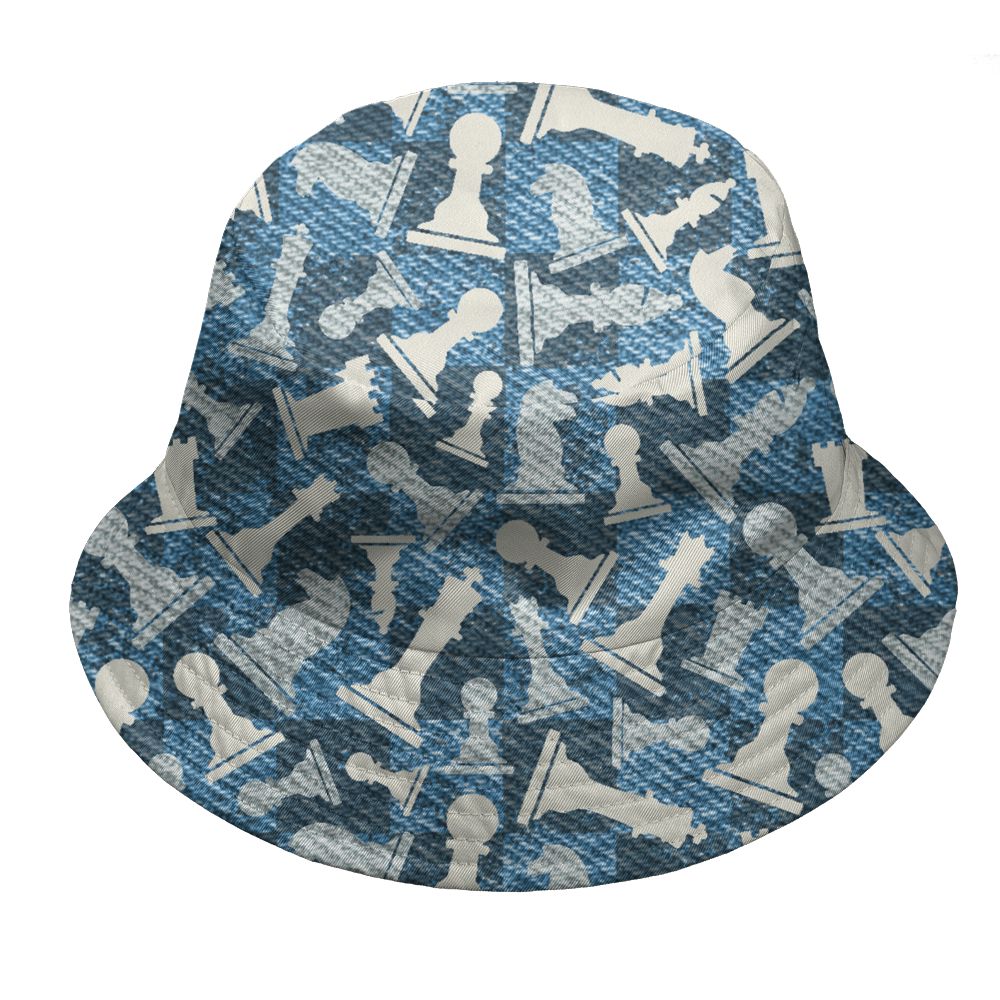 Denim-Worn-Blue-4s-NastyJamz-Bucket-Hat-Match-Pattern-Chess-All-Over-Print