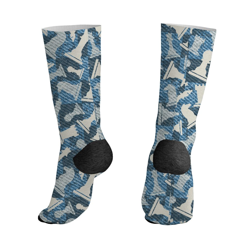 Denim-Worn-Blue-4s-NastyJamz-Socks-Match-Pattern-Chess-3D-All-Over-Print