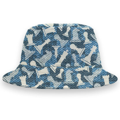 Denim-Worn-Blue-4s-NastyJamz-Bucket-Hat-Match-Pattern-Chess-All-Over-Print