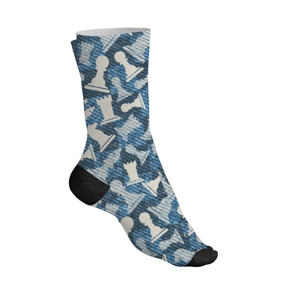 Denim-Worn-Blue-4s-NastyJamz-Socks-Match-Pattern-Chess-3D-All-Over-Print