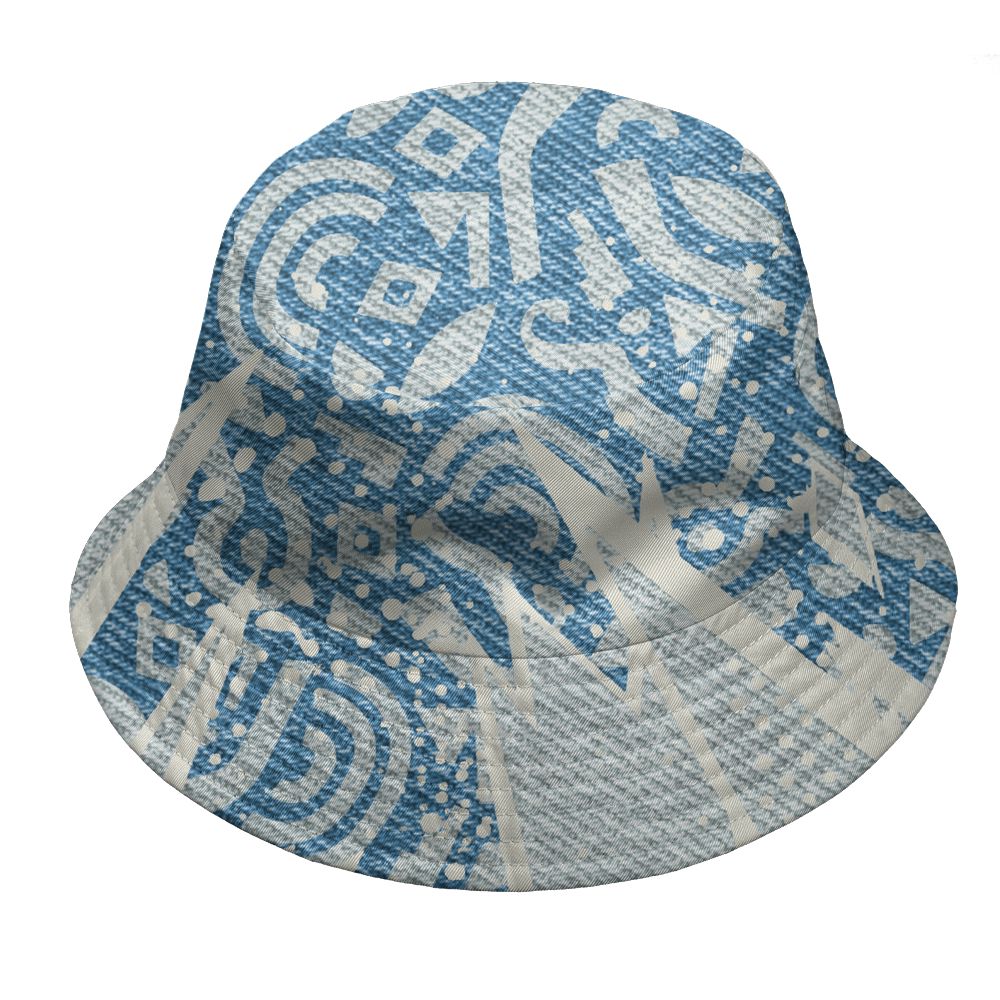 Denim-Worn-Blue-4s-NastyJamz-Bucket-Hat-Match-Pattern-Geometric-All-Over-Print