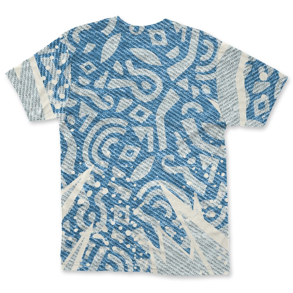 Denim-Worn-Blue-4s-NastyJamz-T-Shirt-Match-Pattern-Geometric-3D-All-Over-Print