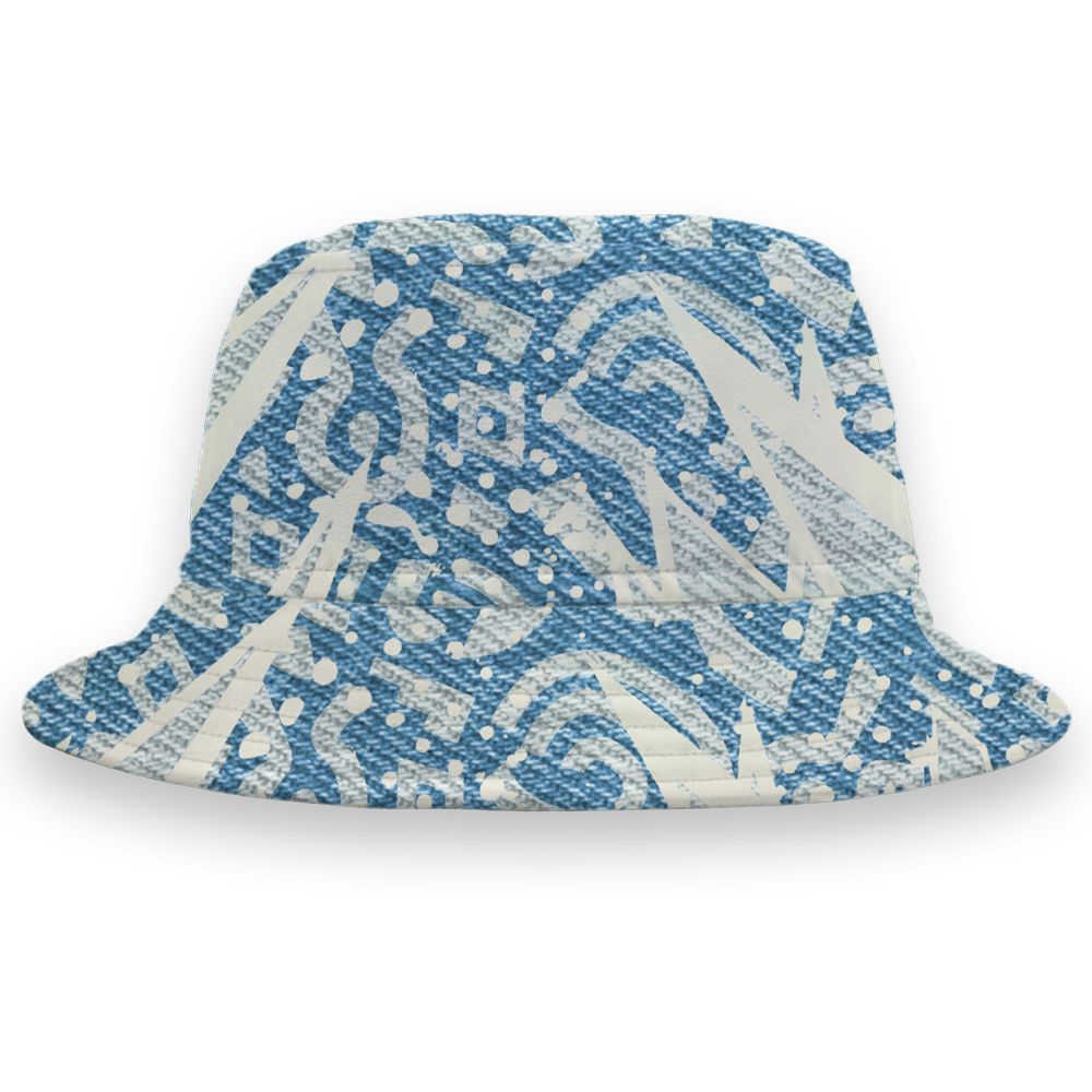 Denim-Worn-Blue-4s-NastyJamz-Bucket-Hat-Match-Pattern-Geometric-All-Over-Print