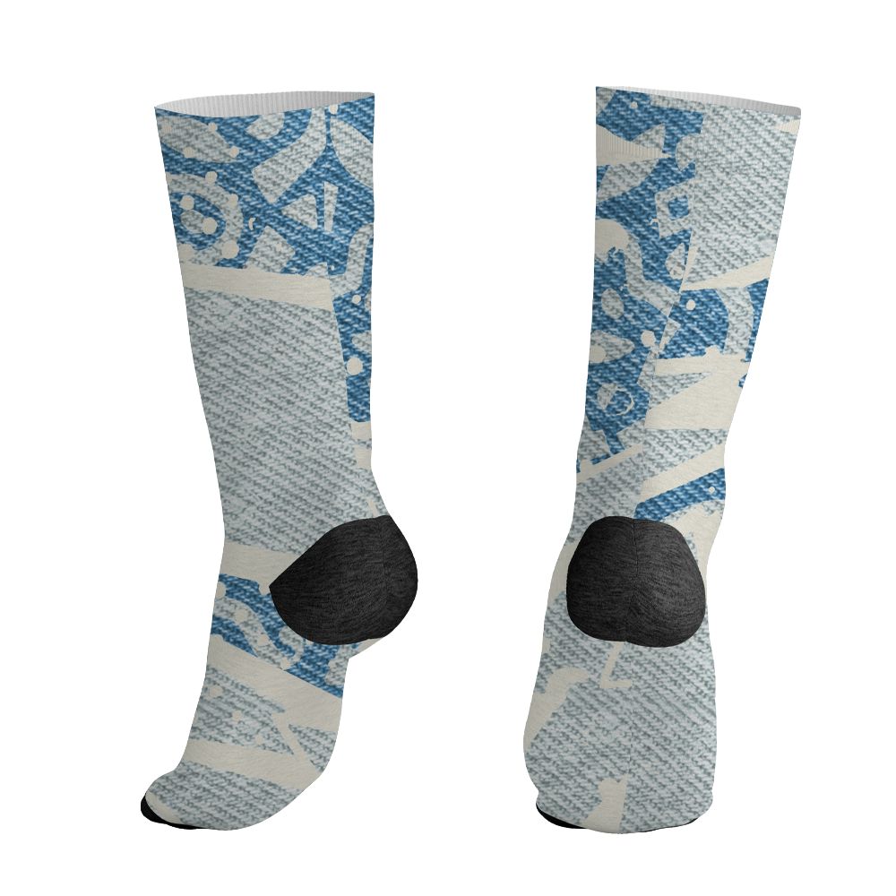 Denim-Worn-Blue-4s-NastyJamz-Socks-Match-Pattern-Geometric-3D-All-Over-Print