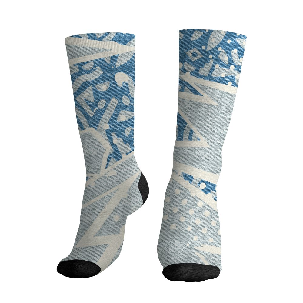 Denim-Worn-Blue-4s-NastyJamz-Socks-Match-Pattern-Geometric-3D-All-Over-Print