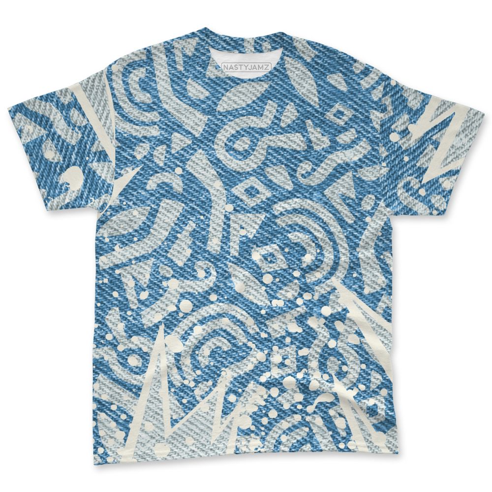 Denim-Worn-Blue-4s-NastyJamz-T-Shirt-Match-Pattern-Geometric-3D-All-Over-Print