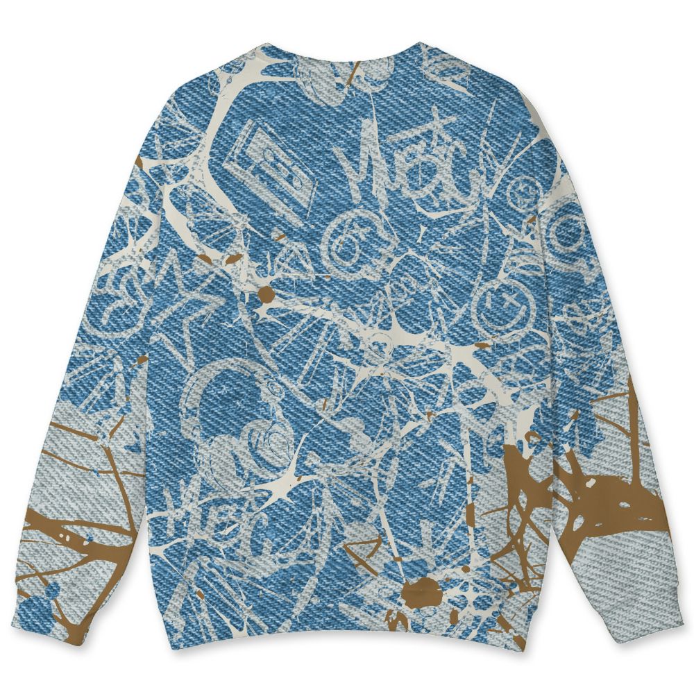 Denim-Worn-Blue-4s-NastyJamz-Sweatshirt-Match-Pattern-DNA-Graffiti-3D-All-Over-Print