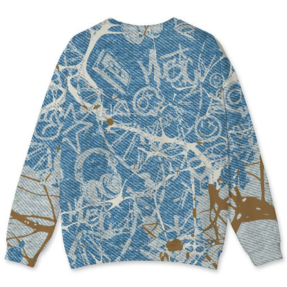 Denim-Worn-Blue-4s-NastyJamz-Sweatshirt-Match-Pattern-DNA-Graffiti-3D-All-Over-Print