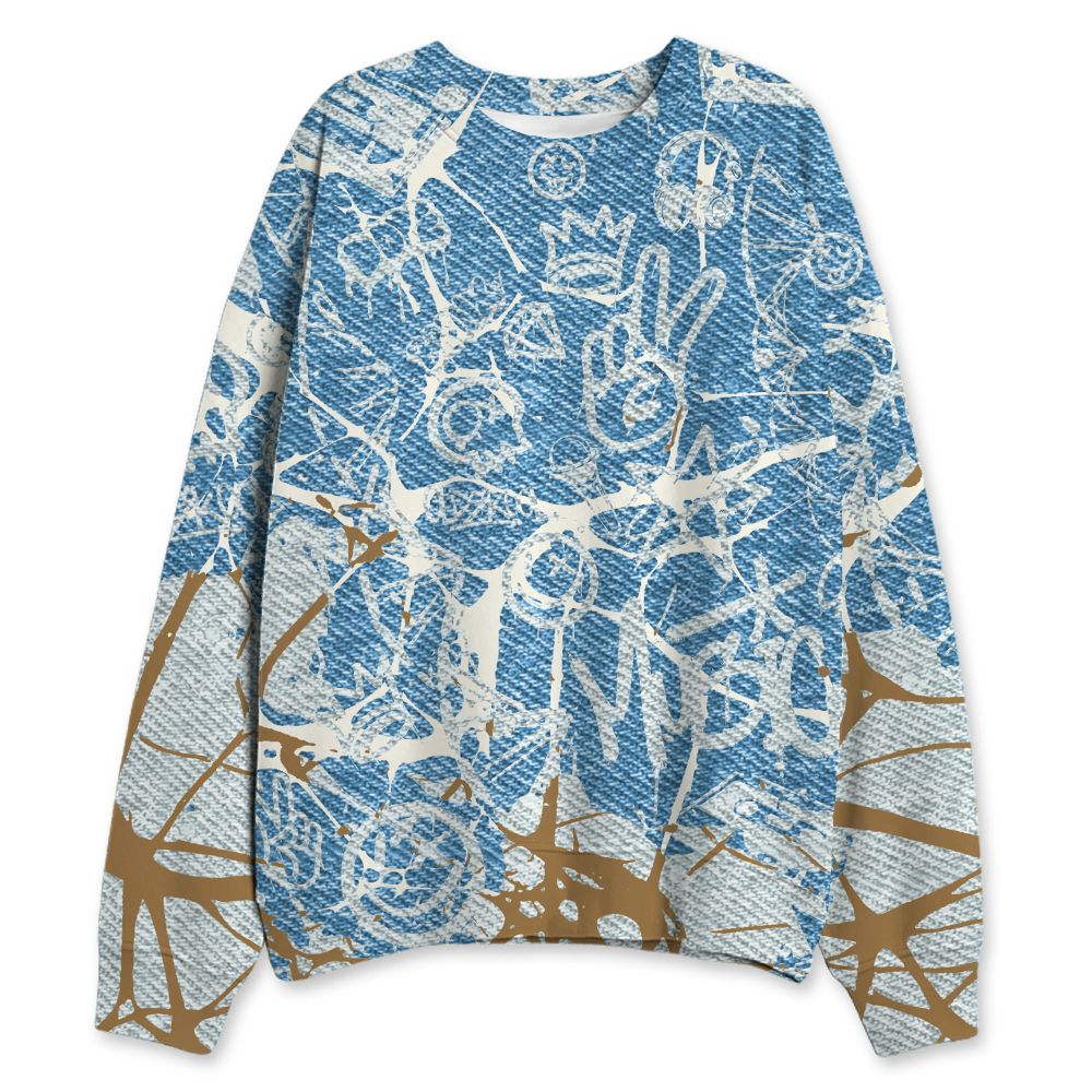 Denim-Worn-Blue-4s-NastyJamz-Sweatshirt-Match-Pattern-DNA-Graffiti-3D-All-Over-Print