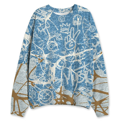 Denim-Worn-Blue-4s-NastyJamz-Sweatshirt-Match-Pattern-DNA-Graffiti-3D-All-Over-Print