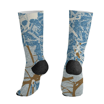 Denim-Worn-Blue-4s-NastyJamz-Socks-Match-Pattern-DNA-Graffiti-3D-All-Over-Print
