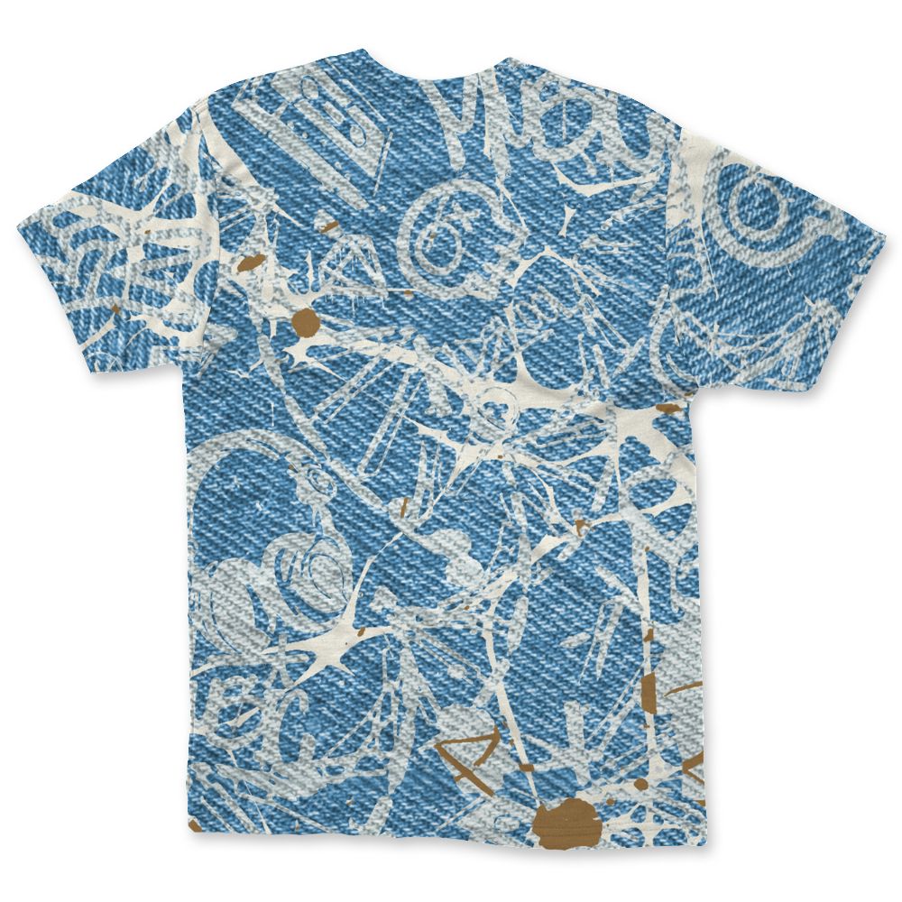 Denim-Worn-Blue-4s-NastyJamz-T-Shirt-Match-Pattern-DNA-Graffiti-3D-All-Over-Print