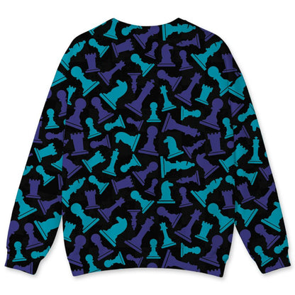 Aqua-8s-NastyJamz-Sweatshirt-Match-Pattern-Chess-3D-All-Over-Print