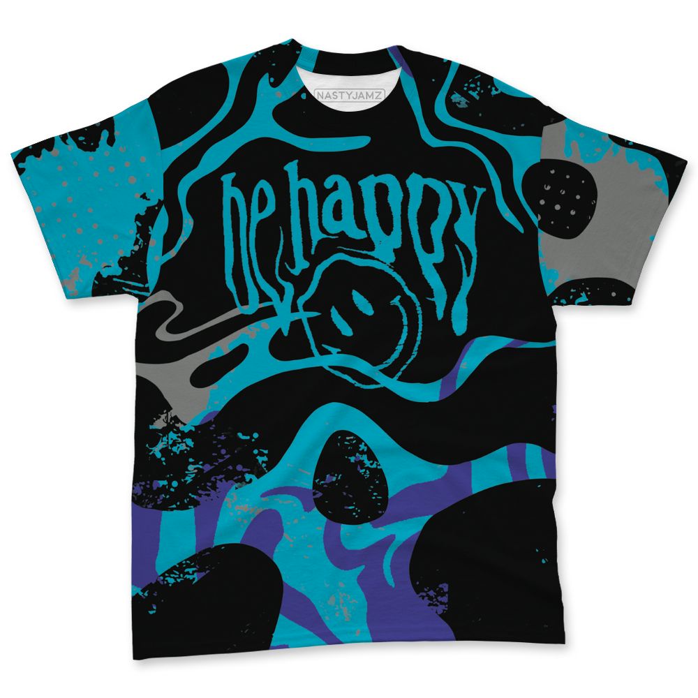 Aqua-8s-NastyJamz-T-Shirt-Match-Pattern-Be-Happy-3D-All-Over-Print