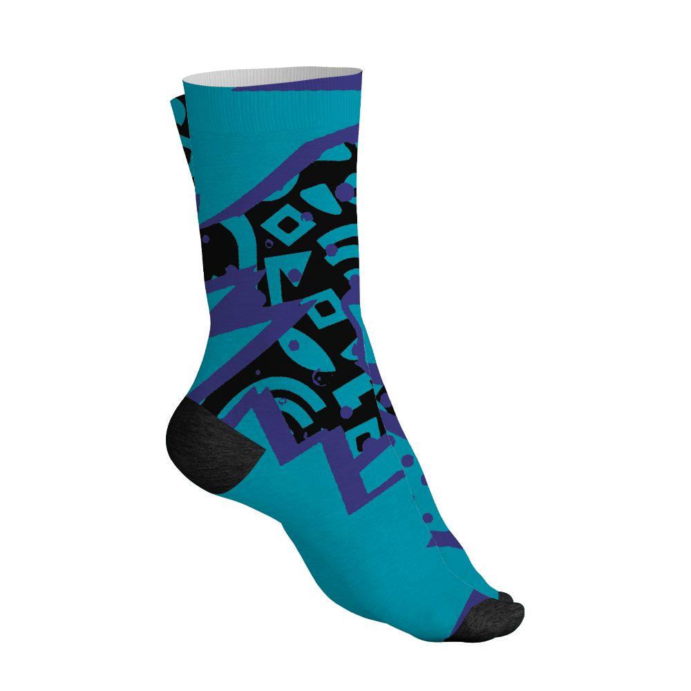 Aqua-8s-NastyJamz-Socks-Match-Pattern-Geometric-3D-All-Over-Print