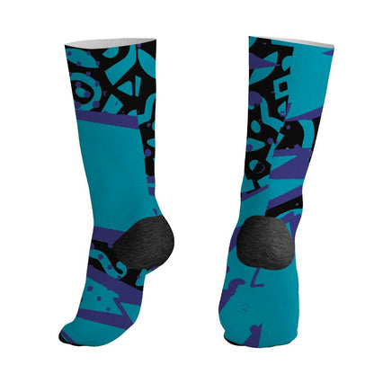 Aqua-8s-NastyJamz-Socks-Match-Pattern-Geometric-3D-All-Over-Print