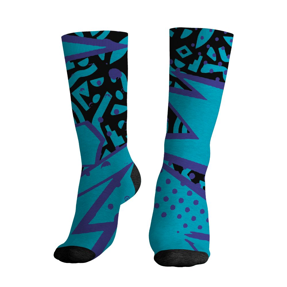 Aqua-8s-NastyJamz-Socks-Match-Pattern-Geometric-3D-All-Over-Print