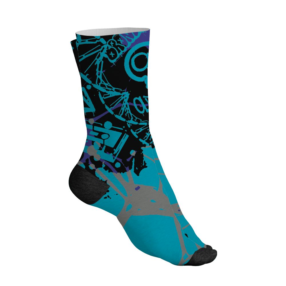Aqua-8s-NastyJamz-Socks-Match-Pattern-DNA-Graffiti-3D-All-Over-Print