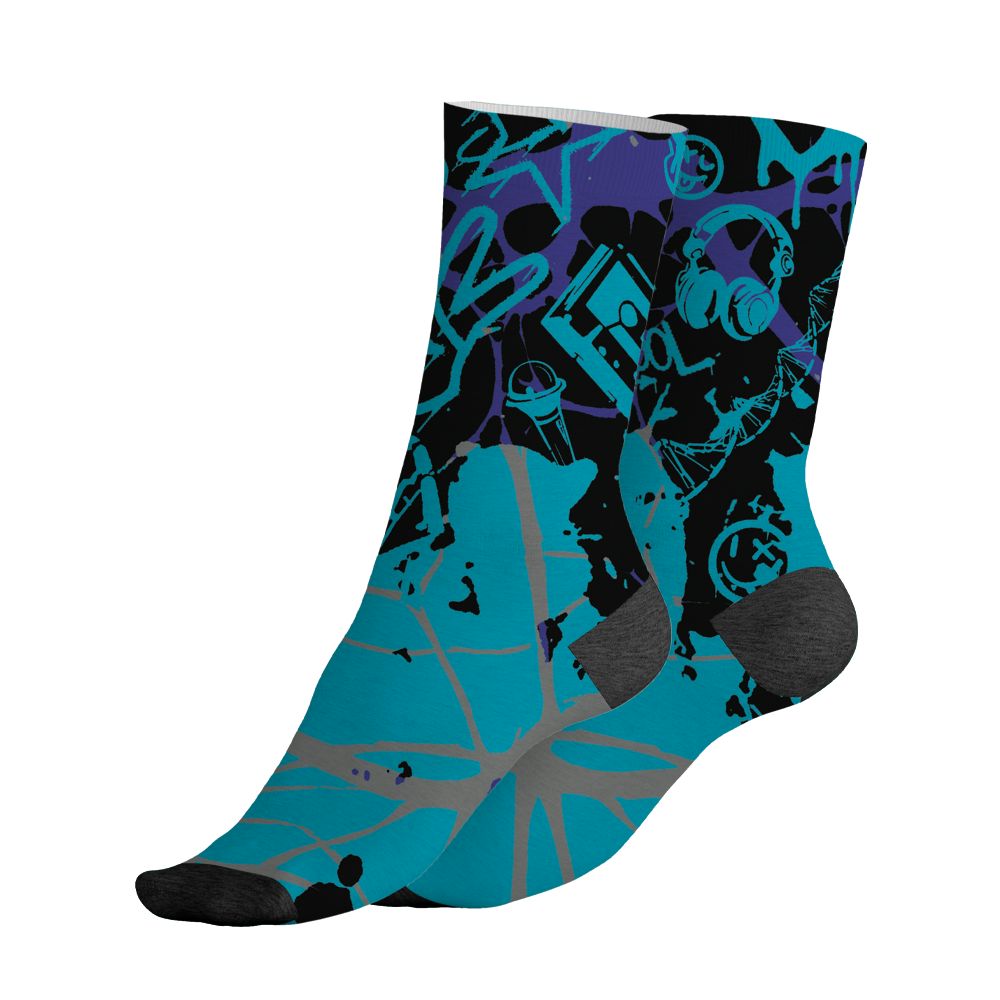 Aqua-8s-NastyJamz-Socks-Match-Pattern-DNA-Graffiti-3D-All-Over-Print