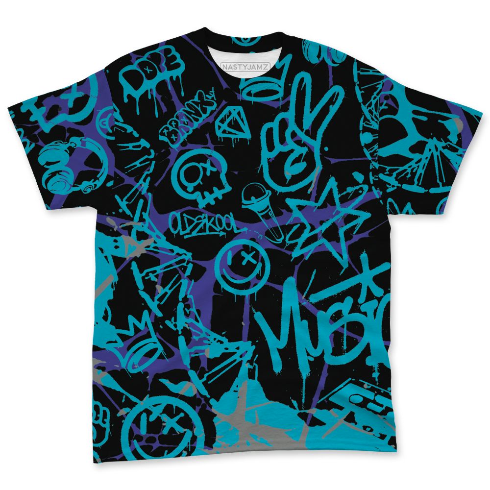 Aqua-8s-NastyJamz-T-Shirt-Match-Pattern-DNA-Graffiti-3D-All-Over-Print