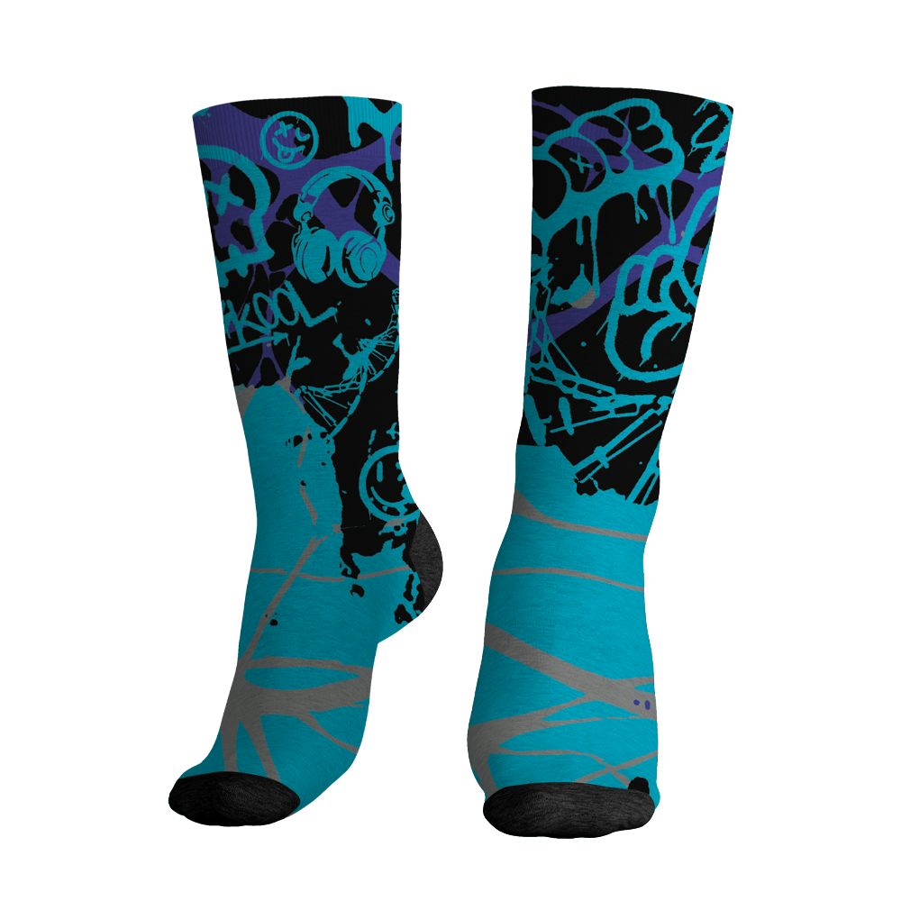 Aqua-8s-NastyJamz-Socks-Match-Pattern-DNA-Graffiti-3D-All-Over-Print