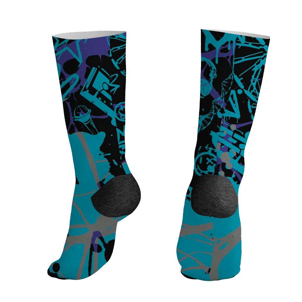 Aqua-8s-NastyJamz-Socks-Match-Pattern-DNA-Graffiti-3D-All-Over-Print