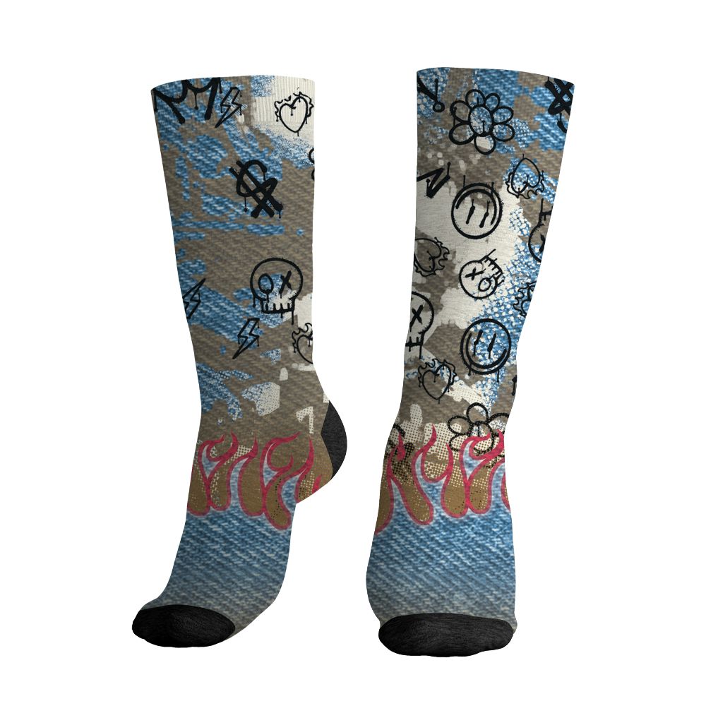 Denim-Worn-Blue-4s-NastyJamz-Socks-Match-Run-Into-Fear-3D-All-Over-Print