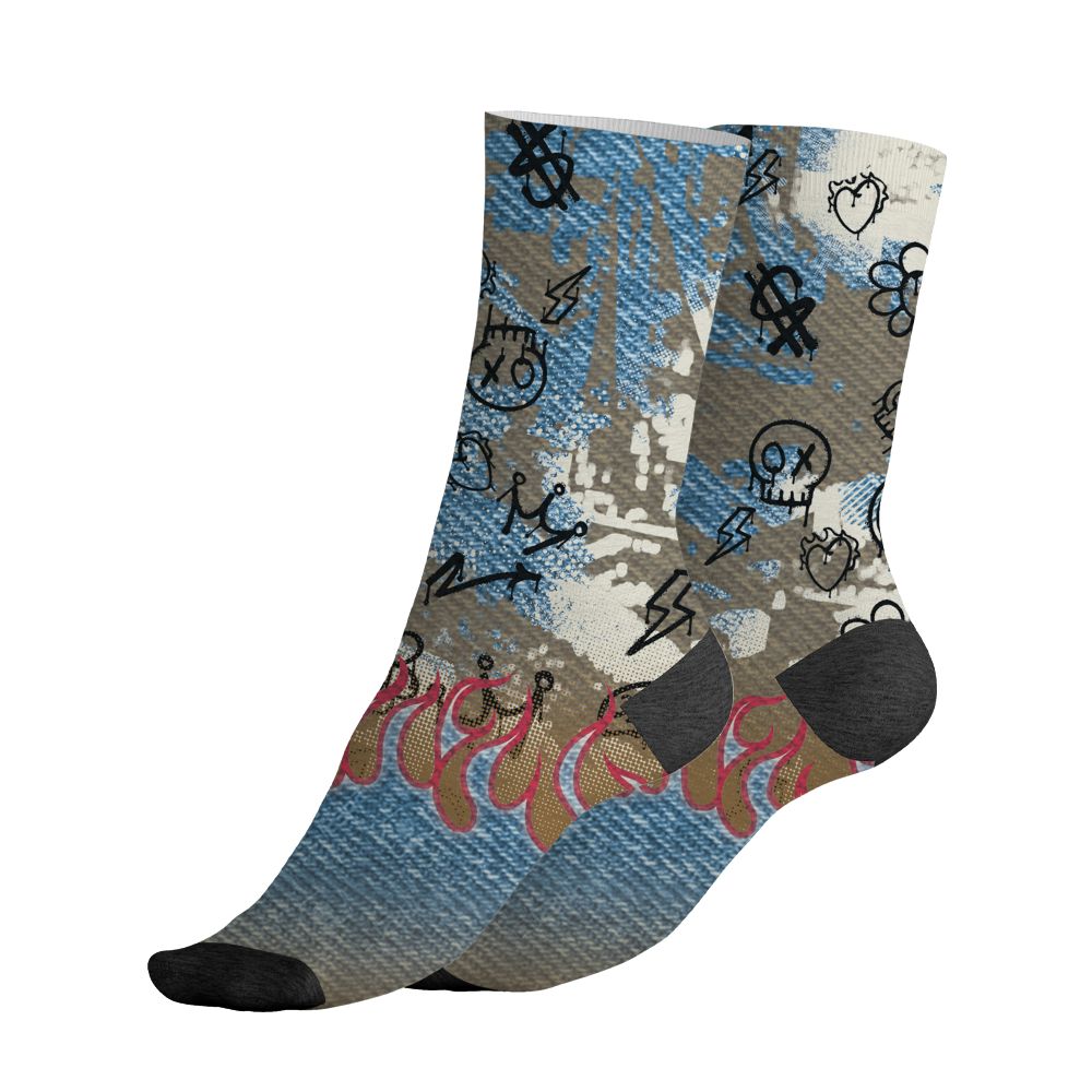 Denim-Worn-Blue-4s-NastyJamz-Socks-Match-Run-Into-Fear-3D-All-Over-Print