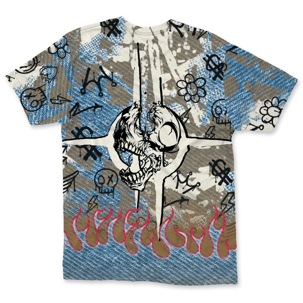 Denim-Worn-Blue-4s-NastyJamz-T-Shirt-Match-Run-Into-Fear-3D-All-Over-Print
