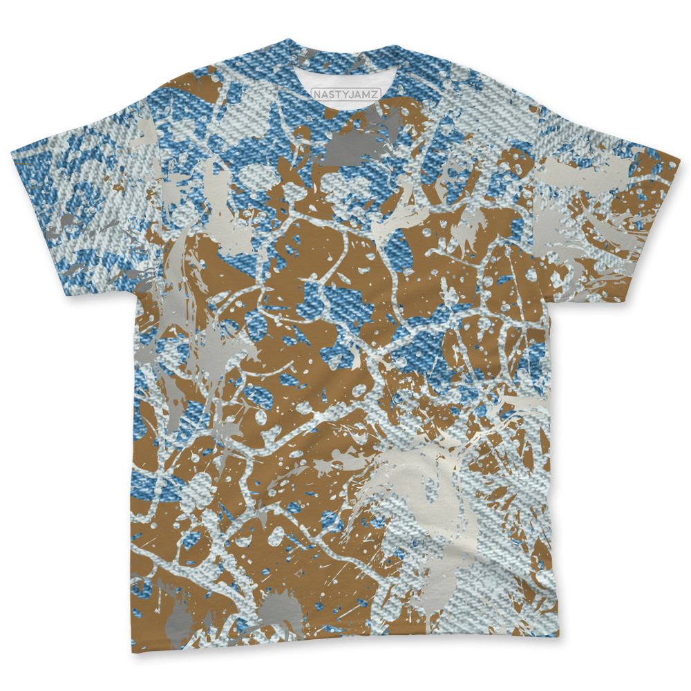 Denim-Worn-Blue-4s-NastyJamz-T-Shirt-Match-Pattern-Slasher-3D-All-Over-Print