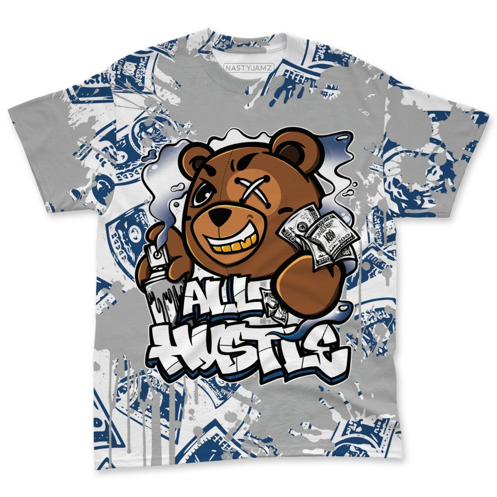 French-Blue-12s-NastyJamz-T-Shirt-Match-Ber-Hustle-All-Day-All-Over-Print