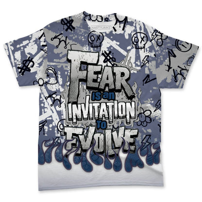 French-Blue-12s-NastyJamz-T-Shirt-Match-Run-Into-Fear-All-Over-Print