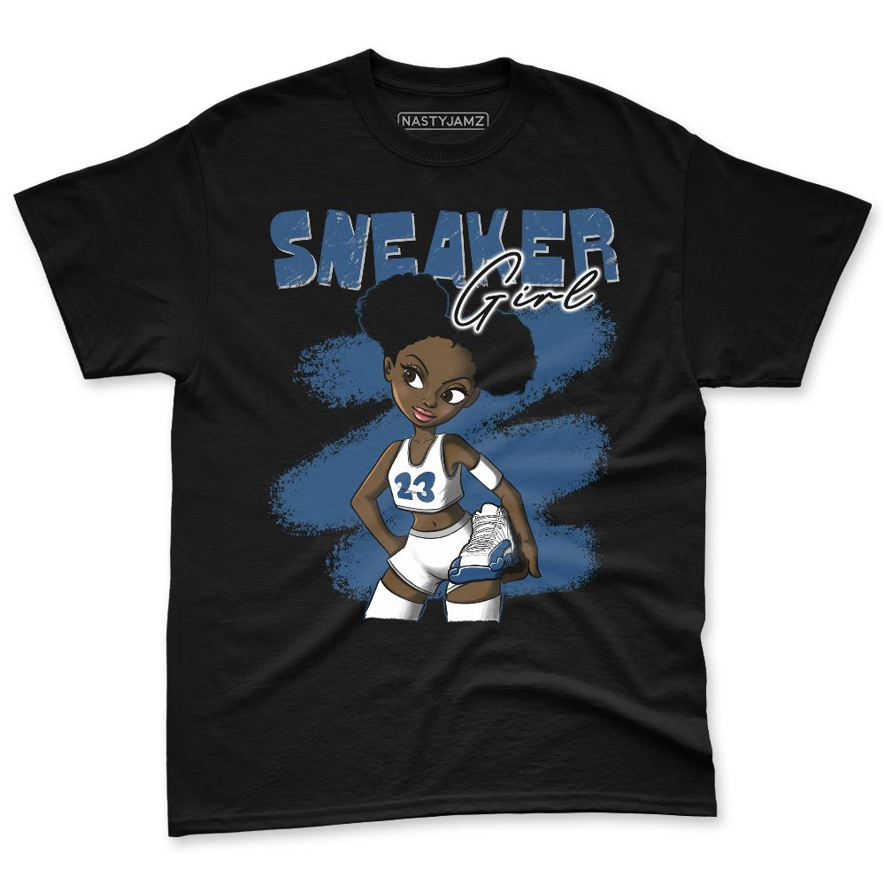 French-Blue-12s-NastyJamz-Premium-T-Shirt-Match-Black-Sneaker-Girl