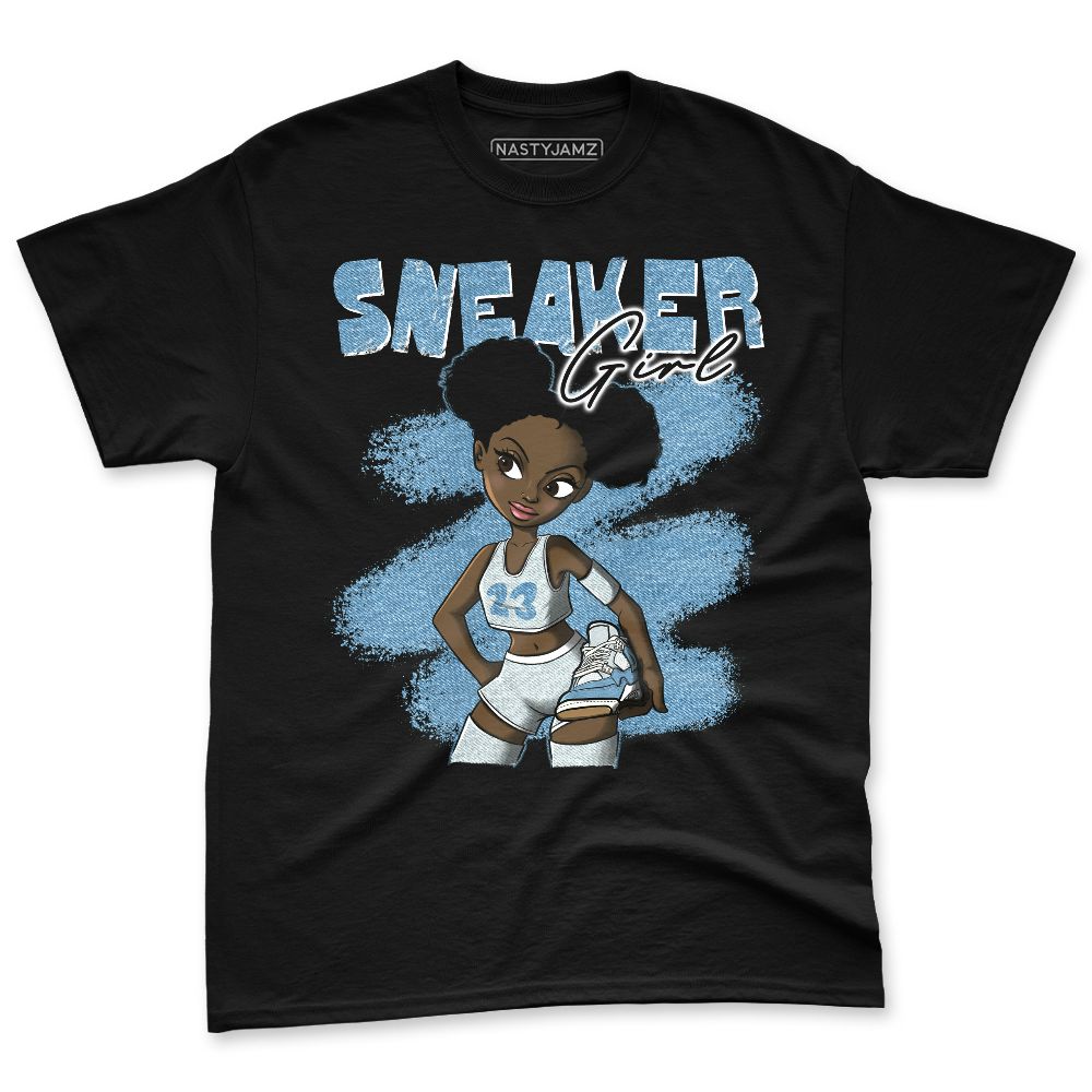 Denim-Worn-Blue-4s-NastyJamz-Premium-T-Shirt-Match-Black-Sneaker-Girl