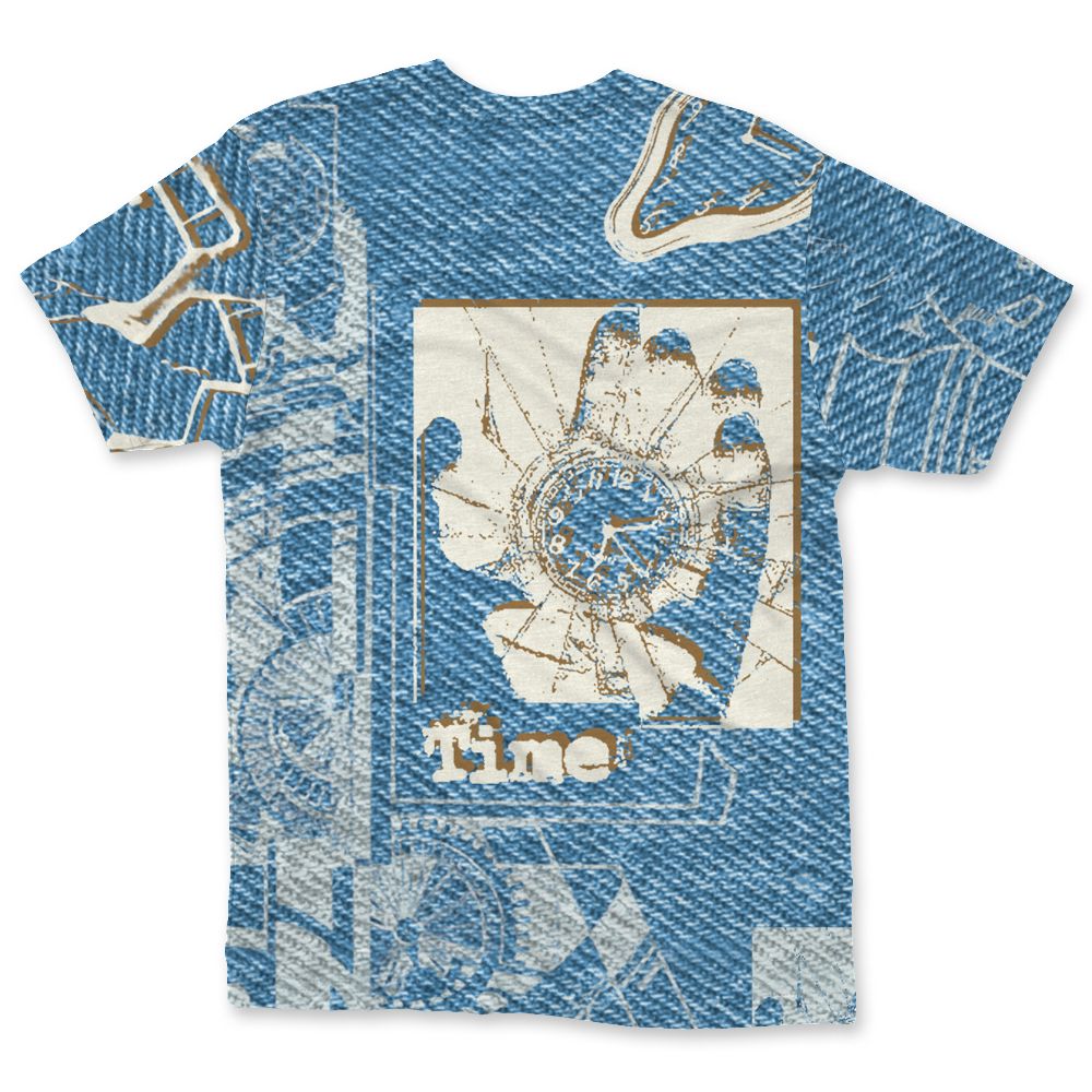 Denim-Worn-Blue-4s-NastyJamz-T-Shirt-Match-Pattern-Broken-Time-3D-All-Over-Print
