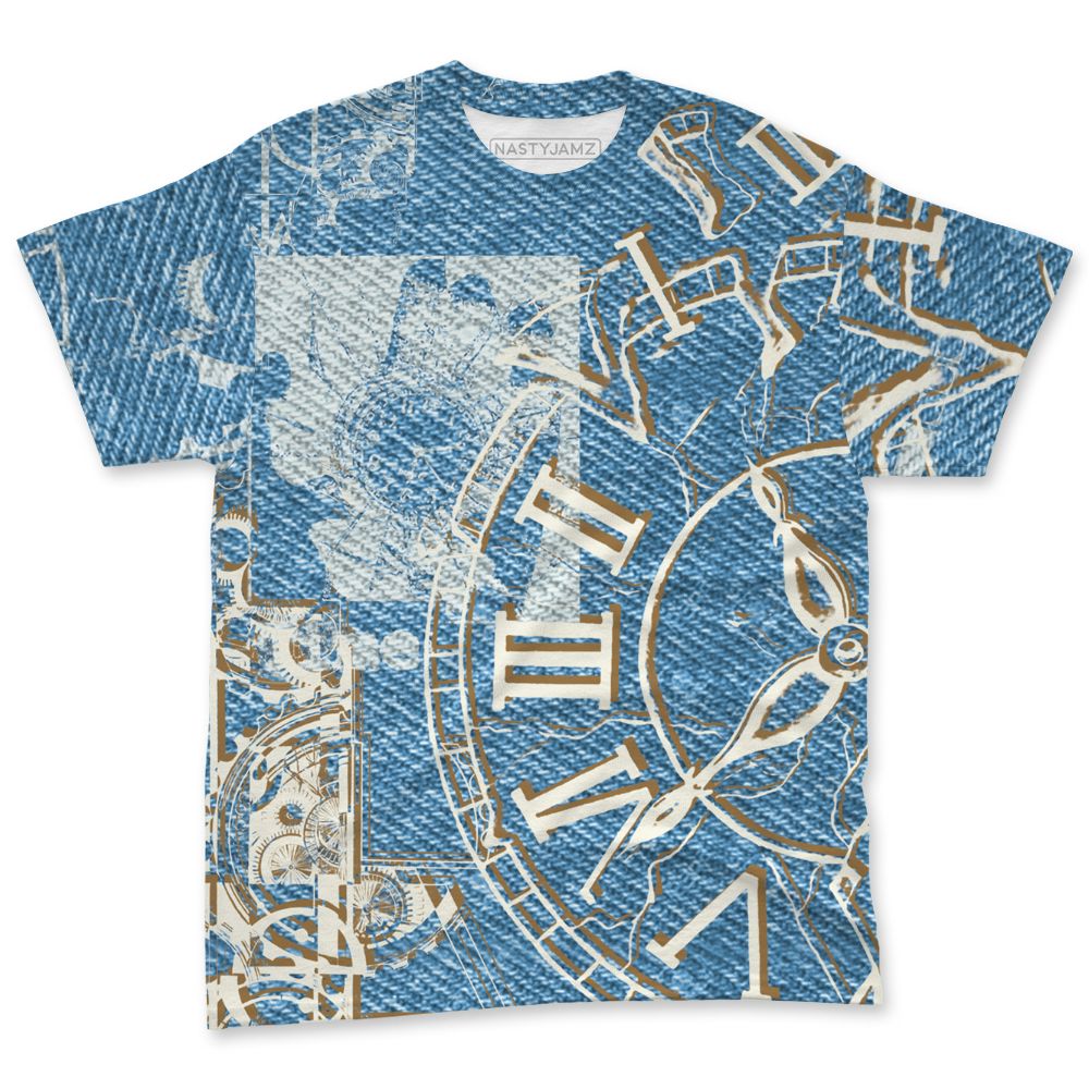 Denim-Worn-Blue-4s-NastyJamz-T-Shirt-Match-Pattern-Broken-Time-3D-All-Over-Print