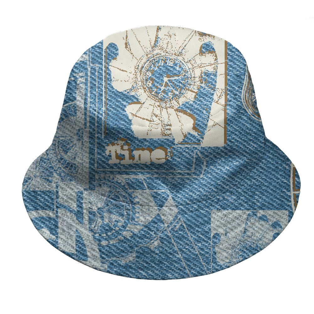 Denim-Worn-Blue-4s-NastyJamz-Bucket-Hat-Match-Pattern-Broken-Time-All-Over-Print