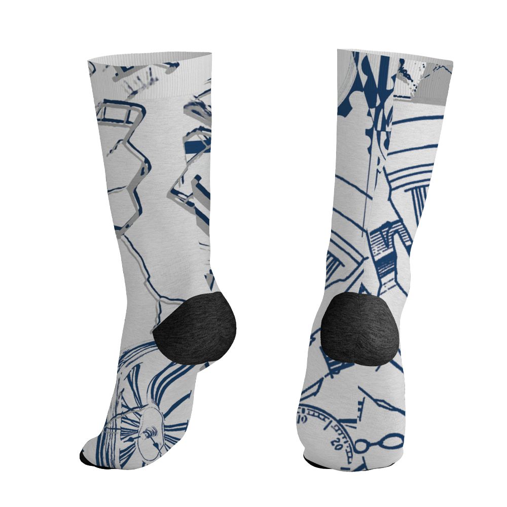 AJ 12 French Blue.NastyJamz Socks Match.Pattern Broken Time 3D