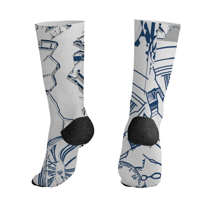 AJ 12 French Blue.NastyJamz Socks Match.Pattern Broken Time 3D