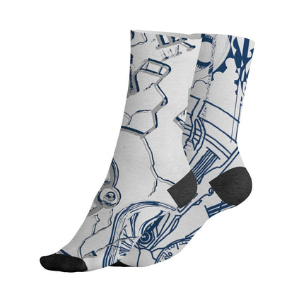 AJ 12 French Blue.NastyJamz Socks Match.Pattern Broken Time 3D