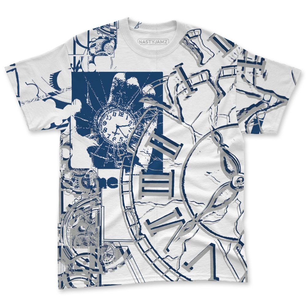 French-Blue-12s-NastyJamz-T-Shirt-Match-Pattern-Broken-Time-All-Over-Print