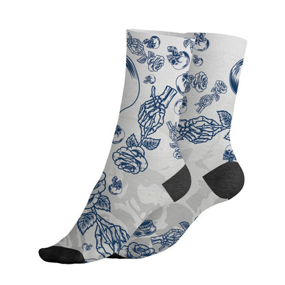 AJ 12 French Blue.NastyJamz Socks Match.Skulls Pattern 3D