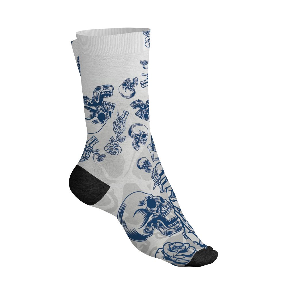 AJ 12 French Blue.NastyJamz Socks Match.Skulls Pattern 3D