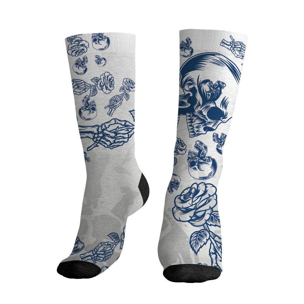 AJ 12 French Blue.NastyJamz Socks Match.Skulls Pattern 3D